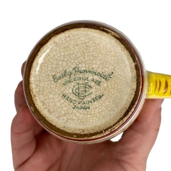 RARE Vintage Early Provincial Rooster and Roses Tray and Coffee Cup Set READ - Picture 14 of 16